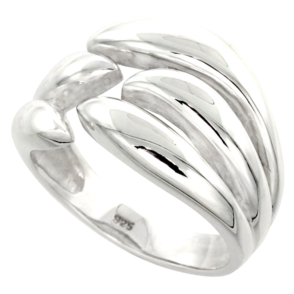 Sterling Silver Flame Ring Flawless finish 1/2 inch wide, sizes 6 to 10