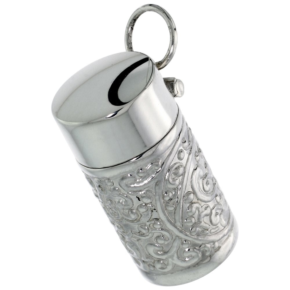 Sterling Silver Urn Pendant, Ash Container, 1 3/16" (31 mm) tall