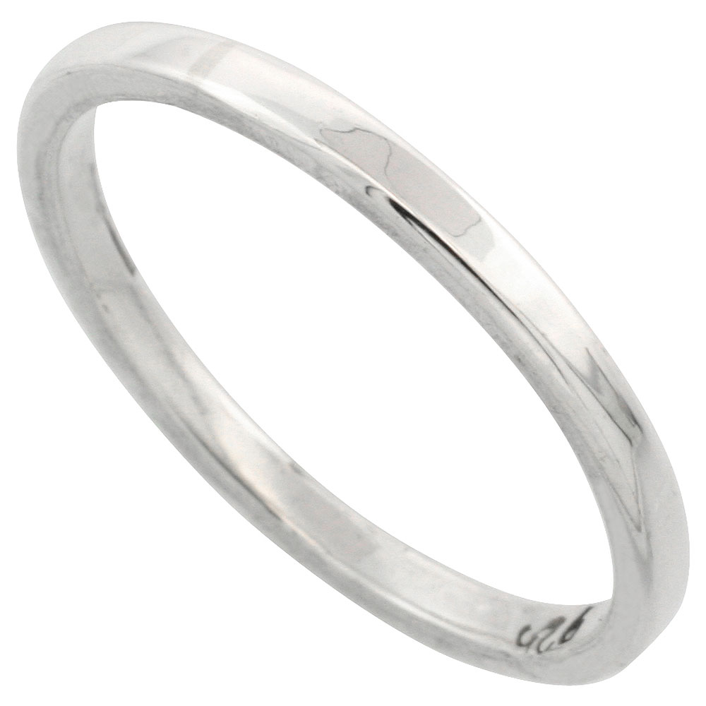 Plain Sterling Silver 1.7mm Flat Wedding Band Thumb Ring Women Pipe Cut High Polished Handmade, sizes 4-8