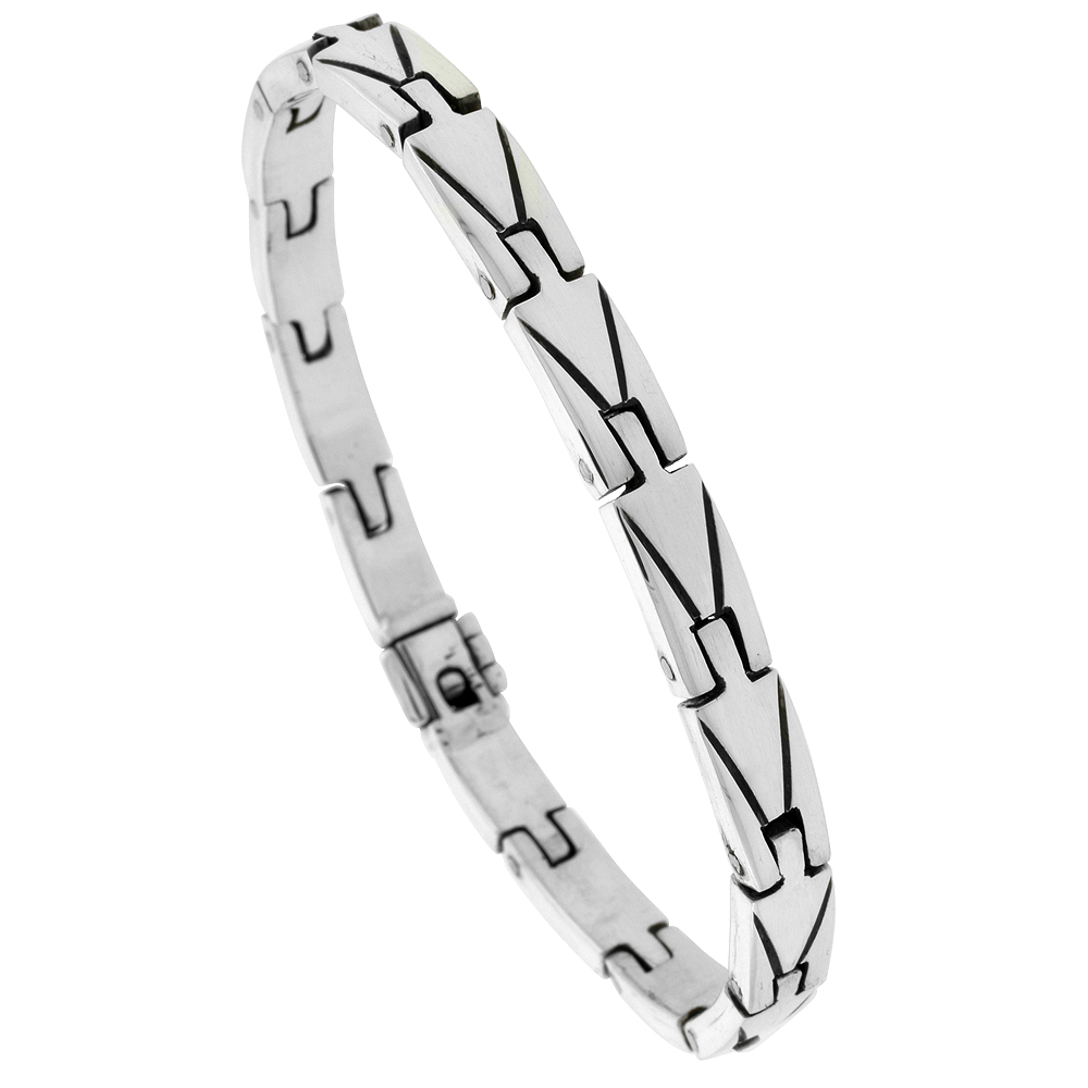 Sterling Silver Gents Bar Link Bracelet Handmade 1/4 inch wide, sizes 7.5, 8, 8.5 inch