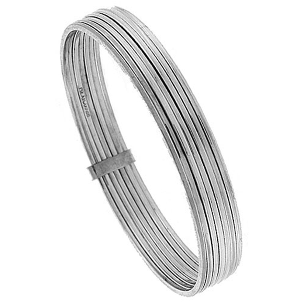 Sterling Silver 7-day Bangle Bracelet Handmade, Baby size