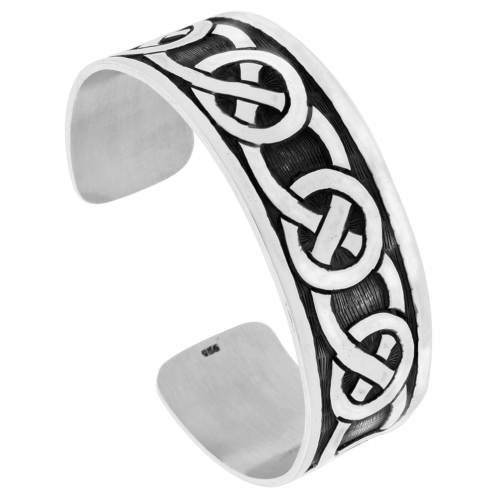 Sterling Silver Celtic Knot Cuff Bracelet Handmade 7.25 inch