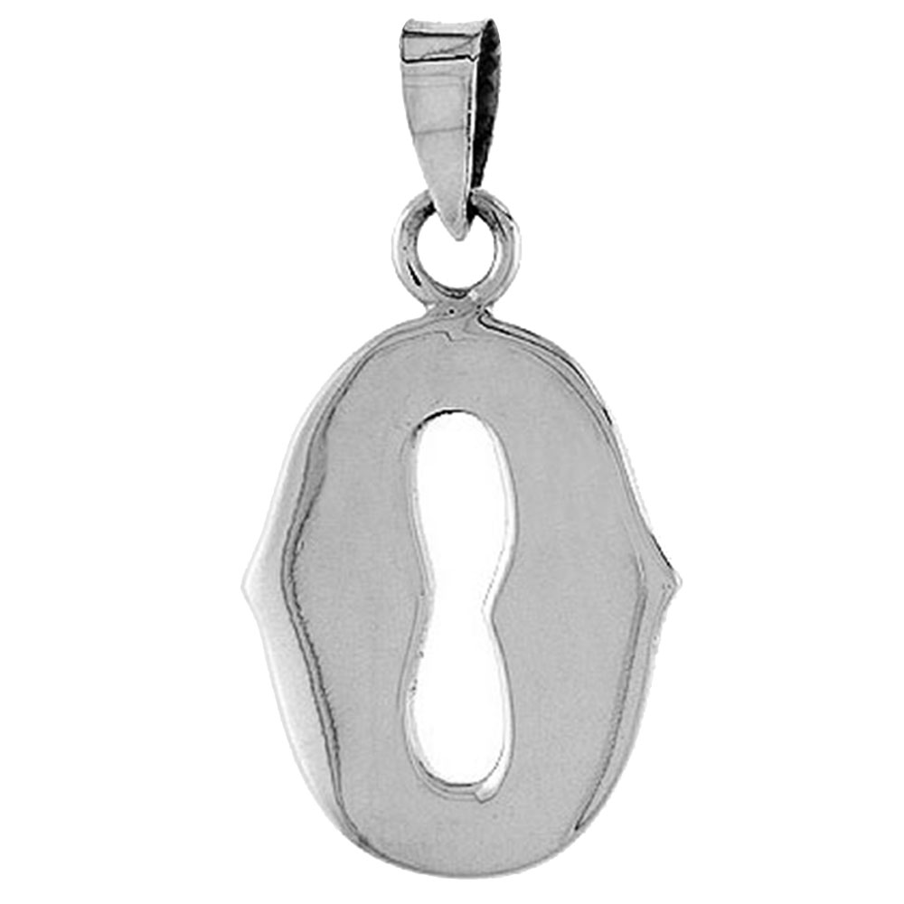 3/4 inch Sterling Silver Block Initial O Necklace Alphabet Letters High Polished, 16-30 inch 2mm Curb Chain