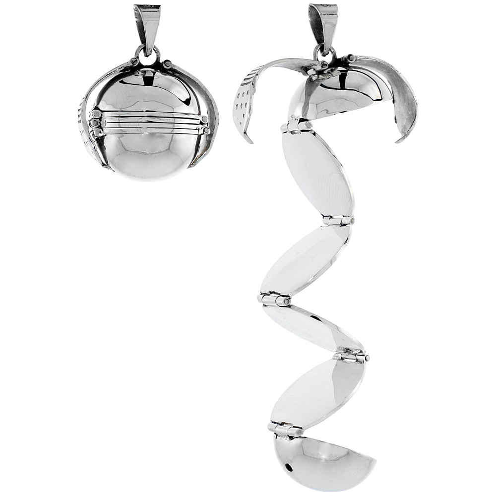 Sterling Silver Photo Ball Locket For Six Pictures Handmade Original Size 3/4 inch NO Chain